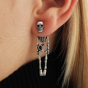 Heavy Metal Skeleton Skull Drop Earring