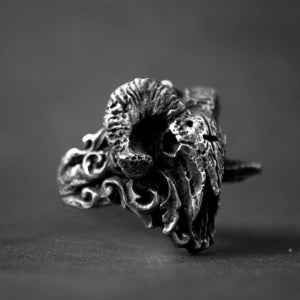 Metal Vampire Skull Ring with Devil Horns Stainless Steel