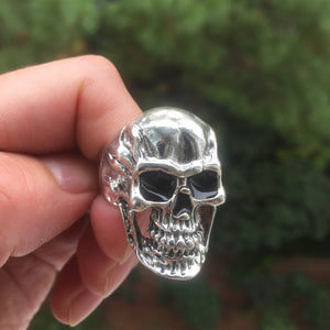 Metal Vampire Skull Ring with Devil Horns Stainless Steel