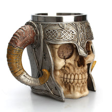 Massive Metal Viking Horn Skull Tankard Drinking Mug Stainless Steel - Heavy Metal Jewelry Clothing 