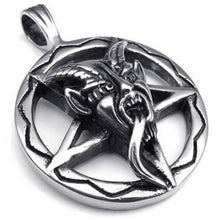 Metal Baphomet Inverted Pentagram Pendant Stainless Steel - Heavy Metal Jewelry Clothing 