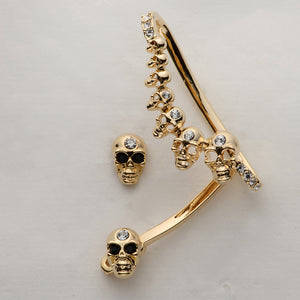 Metal Growing Skulls Left Ear Clip Cuff Earring - Heavy Metal Jewelry Clothing 