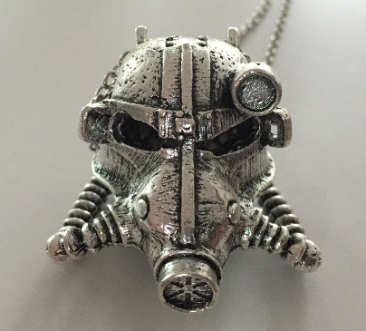 Metal Post Apocalyptic Gas Mask Helmet Pendant Necklace