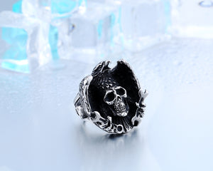 Metal Raven Skull Ring Stainless Steel - Heavy Metal Jewelry Clothing 