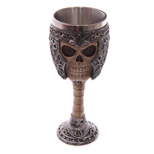 Skull in Armour Helmet Chalice Goblet Drinking Mug Stainless Steel - Heavy Metal Jewelry Clothing 