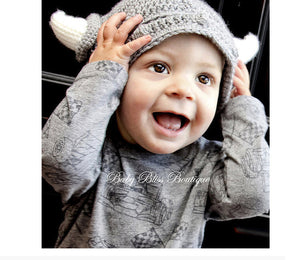 Metal Baby and Kids Viking Horns Crochet Beanie Hat - Heavy Metal Jewelry Clothing 