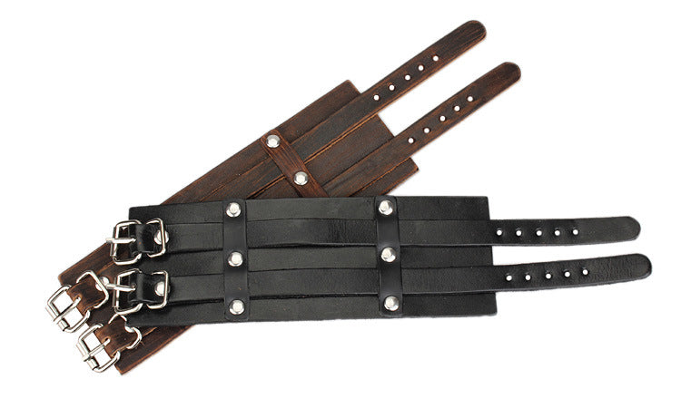 Brushed Patina Leather Split Strap Bracelet