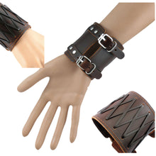 Cross Braided Double Strap Leather Bracelet - Heavy Metal Jewelry Clothing 
