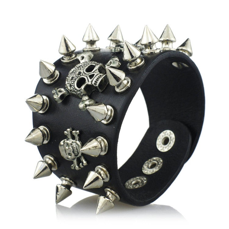 Metal Punk Skull Spike Bracelet Stainless Steel