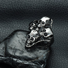 Metal Four Ghost Skull Head Titanium Steel Ring - Heavy Metal Jewelry Clothing 