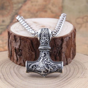 Metal Thor's Hammer Mjolnir Viking Amulet Pendant Necklace with Viking Box - Heavy Metal Jewelry Clothing 