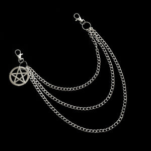 Heavy Metal Goth Trouser Chains with Pentagram - Pagan Punk Pants Chains