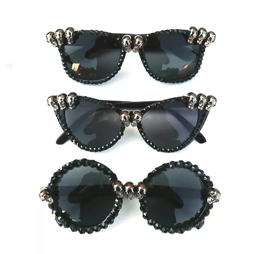 Transfixxxed Heavy Metal Punk Goth Sunglasses with Skulls for Men and Women