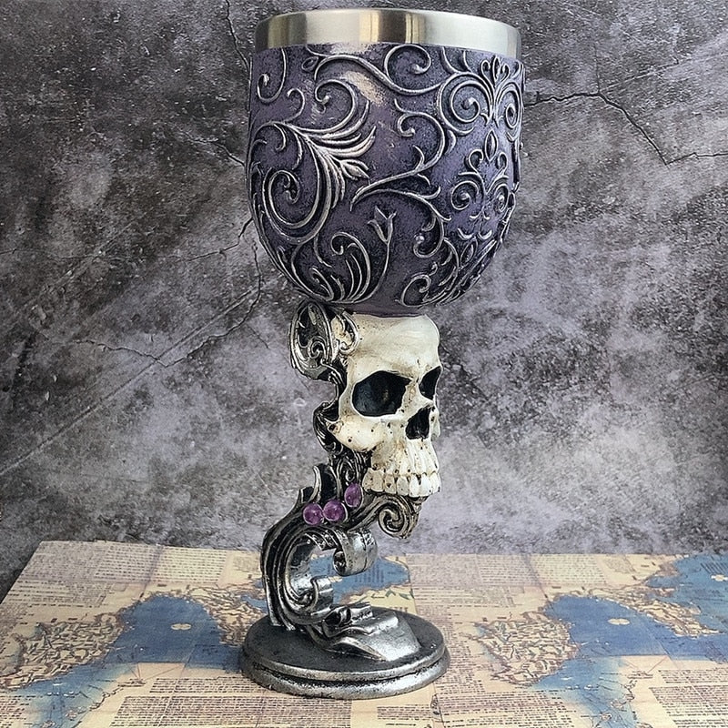 Gothic Floral Skull Mug Chalice