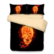 Stunning HD Flaming Skulls Bedding Set 1 Piece Quilt + 2 Pieces Pillowcase - Heavy Metal Jewelry Clothing 