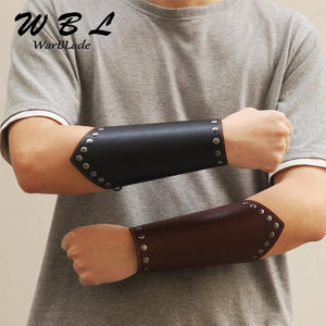 Massive Leather Bracelet Gauntlet with Lace - Medieval Knight Larp - Heavy Metal Jewelry Clothing 