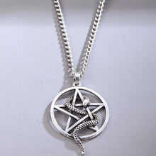 Gothic Serpent Pentagram Necklace with Snake - Heavy Metal Jewelry Clothing 