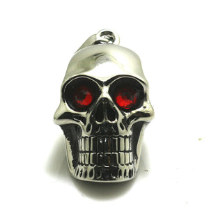 Metal Cracked Skull Red Eye Necklace Pendant Stainless Steel - Heavy Metal Jewelry Clothing 
