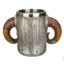 Massive Metal Viking Horn Skull Tankard Drinking Mug Stainless Steel - Heavy Metal Jewelry Clothing 