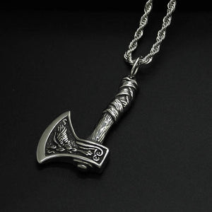 Viking Hatchet Axe Wolf Raven Necklace - Heavy Metal Accessories - Heavy Metal Jewelry Clothing 