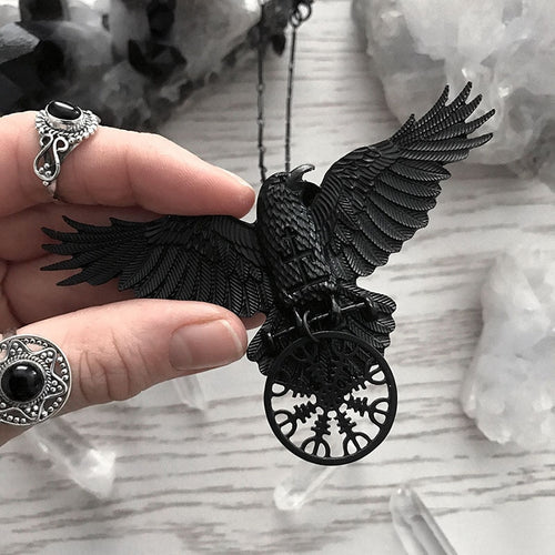 Black Raven Viking Nordic Necklace - Heavy Metal Accessories - Heavy Metal Jewelry Clothing 