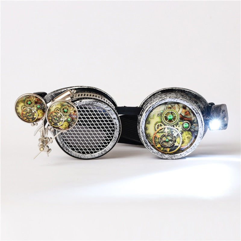 metal steampunk goggles Detailed Steampunk Goggles Costume Glasses with Light