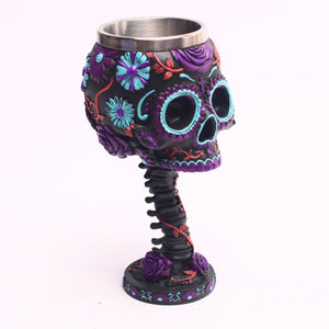 Dia de Los Muertos Skull Mug - Heavy Metal Skull Goblet - Heavy Metal Jewelry Clothing 