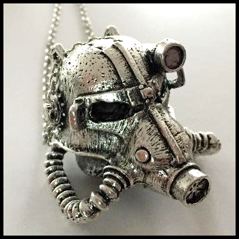 Metal Post Apocalyptic Gas Mask Helmet Pendant Necklace - Heavy Metal Jewelry Clothing 