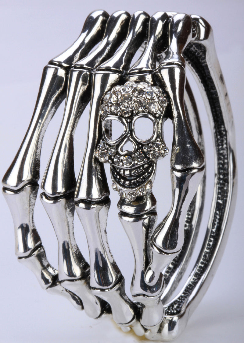 Skull Skeleton Hand Bracelet Ring Sets Bangle Biker Gothic Jewelry Gifts  for Women Her Silver Color Bracelet Ring Set Halloween Handmade - Etsy