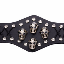 Metal Punk Gothic Quadruple Skulls and Studs crosswork Bracelet - Heavy Metal Jewelry Clothing 