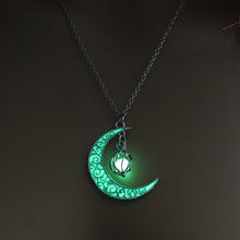 Enchanted Wicca Pagan Crescent Moon Glow in the Dark Orb Necklace - Heavy Metal Jewelry Clothing 