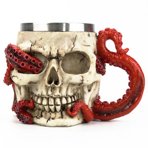 Lovecraftian Cthulhu Tentacle Skull Mug - Heavy Metal Jewelry Clothing 