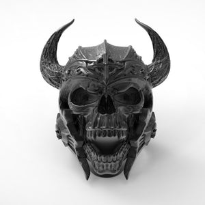 Heavy Metal Demon Skull Ring with Horns - Heavy Metal Jewelry Clothing 
