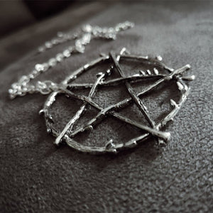 2022 Occult Metal Gothic Pentagram Necklace - Antique Silver - Heavy Metal Jewelry Clothing 
