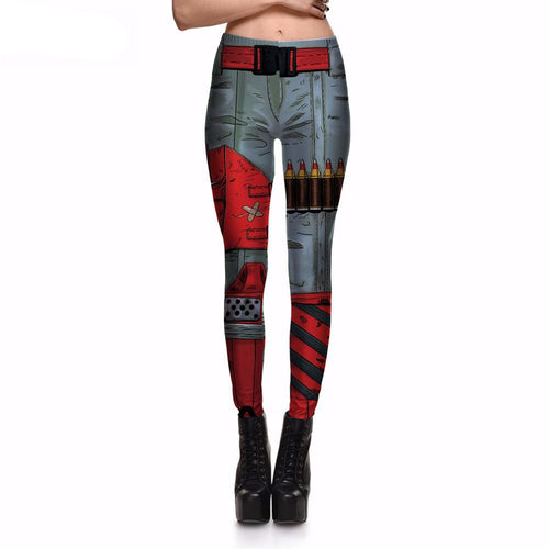 Metal Machine and Bullets Leggings Stretch Pants - Heavy Metal Jewelry Clothing 