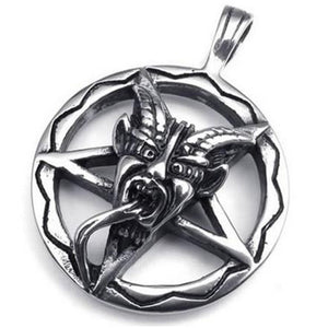 Metal Baphomet Inverted Pentagram Pendant Stainless Steel - Heavy Metal Jewelry Clothing 