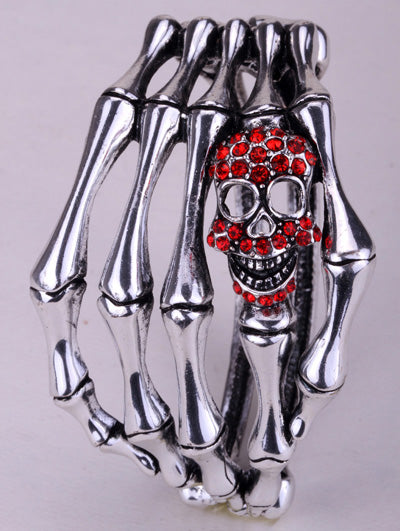 Silver-Plated Skeleton Hand Wrist-to-Ring Bracelet – ST.REGION