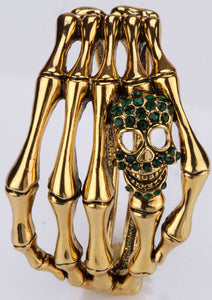 Metal Skull Skeleton Hand Grasp Bracelet - Heavy Metal Jewelry Clothing 
