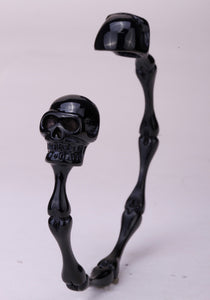 Metal Skull and Bones Bangle Bracelet Stainless Steel - Heavy Metal Jewelry Clothing 