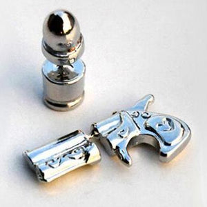 Metal Pistol Gun and Bullet Stud Earrings - Heavy Metal Jewelry Clothing 