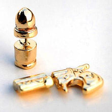 Metal Pistol Gun and Bullet Stud Earrings - Heavy Metal Jewelry Clothing 