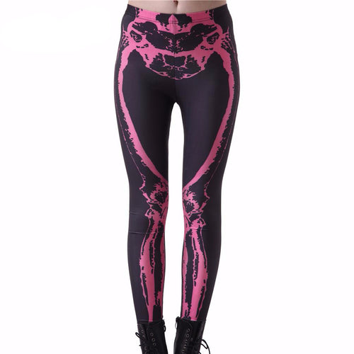 Metal Pink Skeleton Leggings Stretch Pants - Heavy Metal Jewelry Clothing 