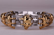 Metal Bike Chain Skulls Bracelet Stainless Steel - Heavy Metal Jewelry Clothing 