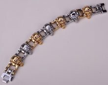 Metal Bike Chain Skulls Bracelet Stainless Steel - Heavy Metal Jewelry Clothing 