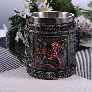 Epic Metal Dragon Tankard Drinking Mug Stainless Steel - Heavy Metal Jewelry Clothing 