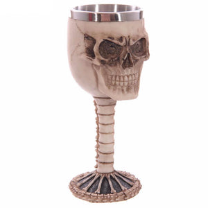 Metal Skull and Spine Chalice Goblet Drinking Mug Stainless Steel - Heavy Metal Jewelry Clothing 