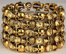 Metal Crypt of Skulls Skeleton Stretch Bracelet - Heavy Metal Jewelry Clothing 