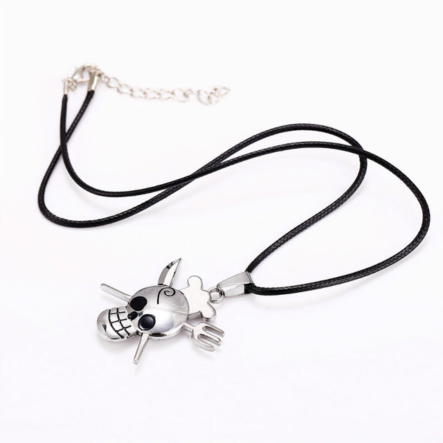 Metal Knife and Fork Skull Pendant Necklace - Heavy Metal Jewelry Clothing 