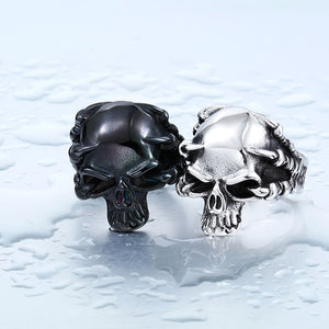 Metal Skull and Talons Claws Ring Stainless Steel - Heavy Metal Jewelry Clothing 