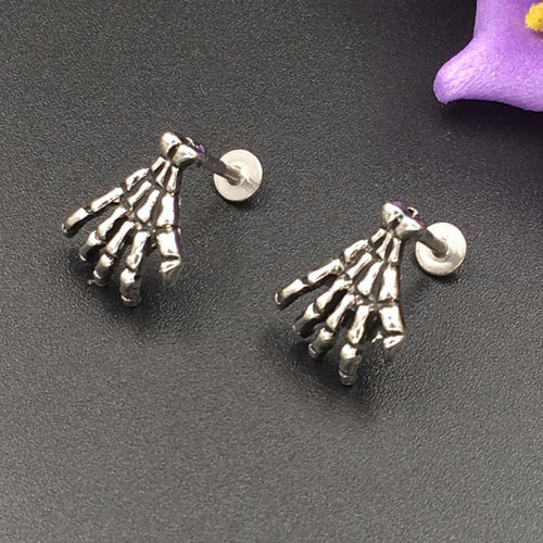 Metal Skeleton Hand Earrings Stainless Steel - Heavy Metal Jewelry Clothing 
